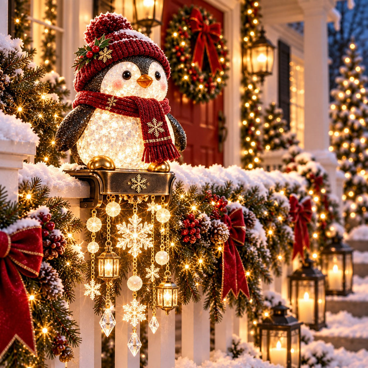 🎄 Christmas Porch Railing Lights – 4 Festive Character Designs