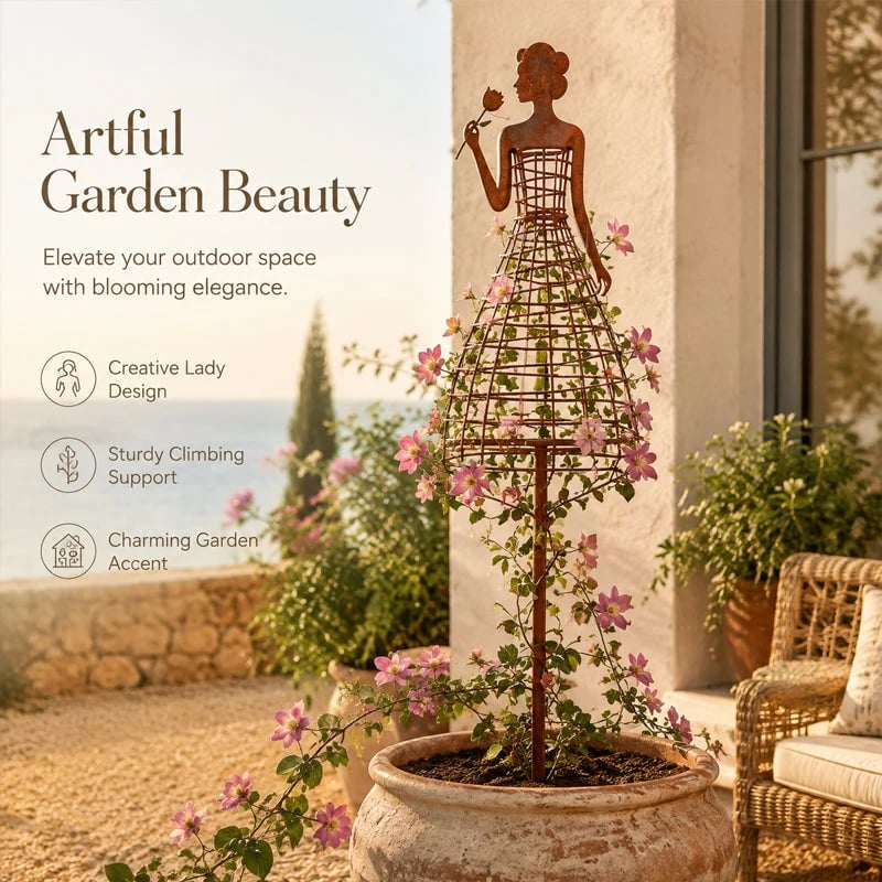 🌹👗 Living Floral Lady Garden Trellis – Sculptural Climbing Frame for Roses & Vines