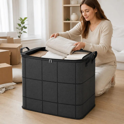 🔥Spacious Moving & Storage Bin Zippered Fabric Organizer
