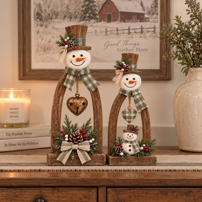 🤎Rustic Vintage Snowman Tabletop Decor Set ☃️
