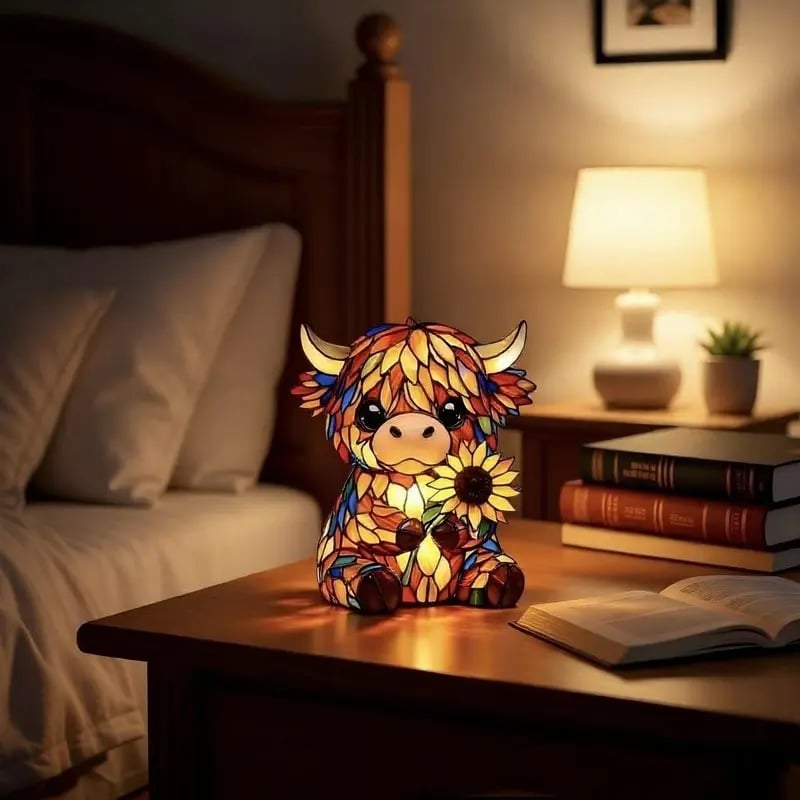 🌻Mother's Day Sale 49% OFF- 🐮Creative Highland Cow  Sunflower LED Night Light