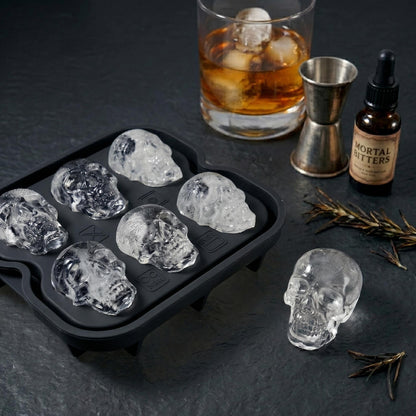 💀Skull Frozen Cubes Molds Silicone Tray, BPA Free Halloween Skull Shaped Ice Maker for Whiskey, Cocktails, Soda & Party Drinks