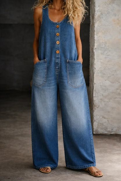 🤠👖Vintage Loose Wide Leg Denim Bib Overalls for Women