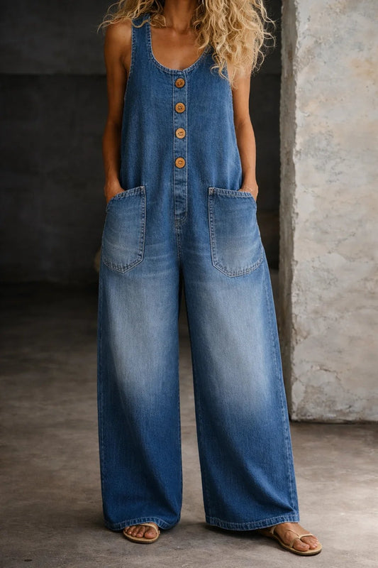 🤠👖Vintage Loose Wide Leg Denim Bib Overalls for Women
