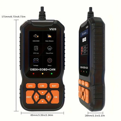 V520 OBD2 Scanner Car Diagnostic Tool, Code Reader with Live Data Stream, Battery Voltage Test & I/M Readiness for All OBDII Vehicles