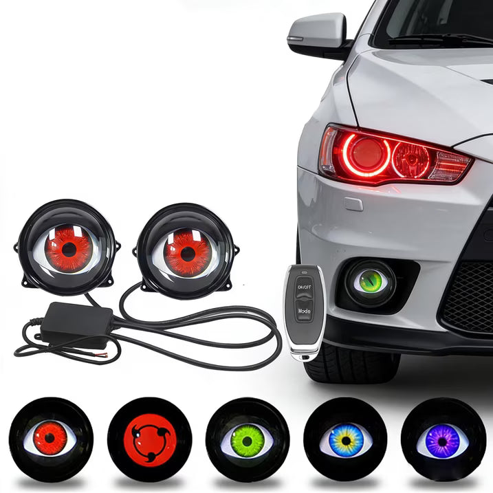 Dynamic Big Eye Ball Fog Lights, LED Adjustable Color 12v Devil Eyes with Lens Light Up Big Eyeball Lights for Car for Any Car Model