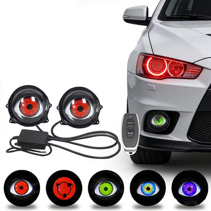 Dynamic Big Eye Ball Fog Lights, LED Adjustable Color 12v Devil Eyes with Lens Light Up Big Eyeball Lights for Car for Any Car Model