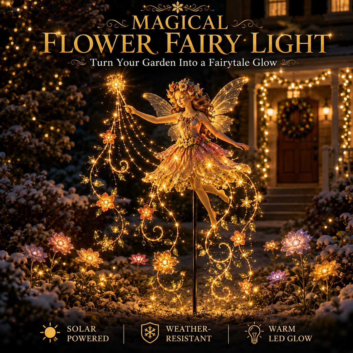 ✨ Enchanted Flower Fairy Solar Garden Light – Magical Glowing Outdoor Christmas Yard Decor 🧚🌸