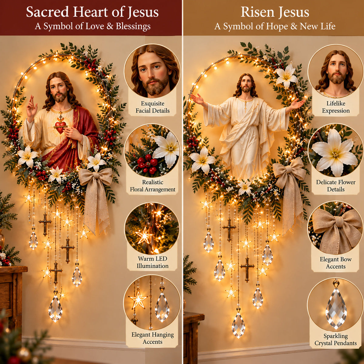 ✝️ Light of His Love– Illuminated Jesus Wall Hanging