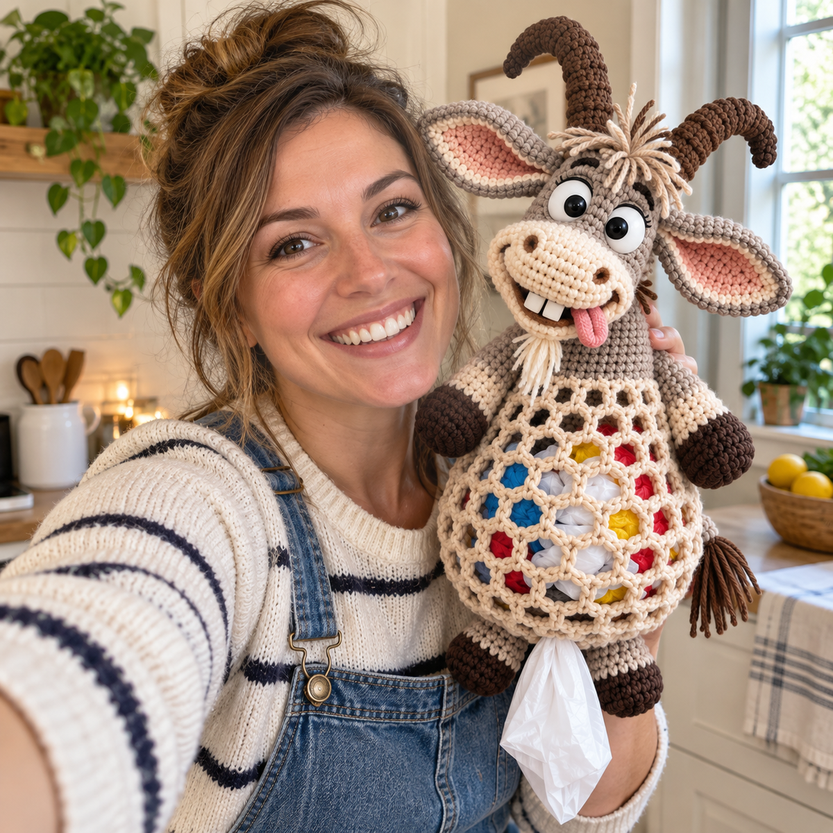🔥LAST DAY 49% OFF – 🌼 Cottage Harvest Keepers™ — Crochet Animal Bag Holder DIY Kit | 13 Adorable Designs