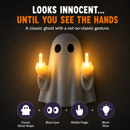 Funny Middle Finger Ghost Wall Light – Spooky-Cute Halloween Glowing Decor