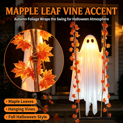 🔥Limited-time 50% Off👻✨LED Hanging Ghost Swing Decoration, 5FT Remote Controlled Halloween Outdoor Hanging Decor🎃