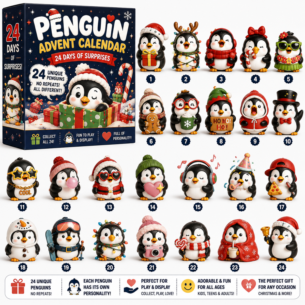 🐧 24 Days of Penguin Surprises Advent Calendar – 3 Fun Editions