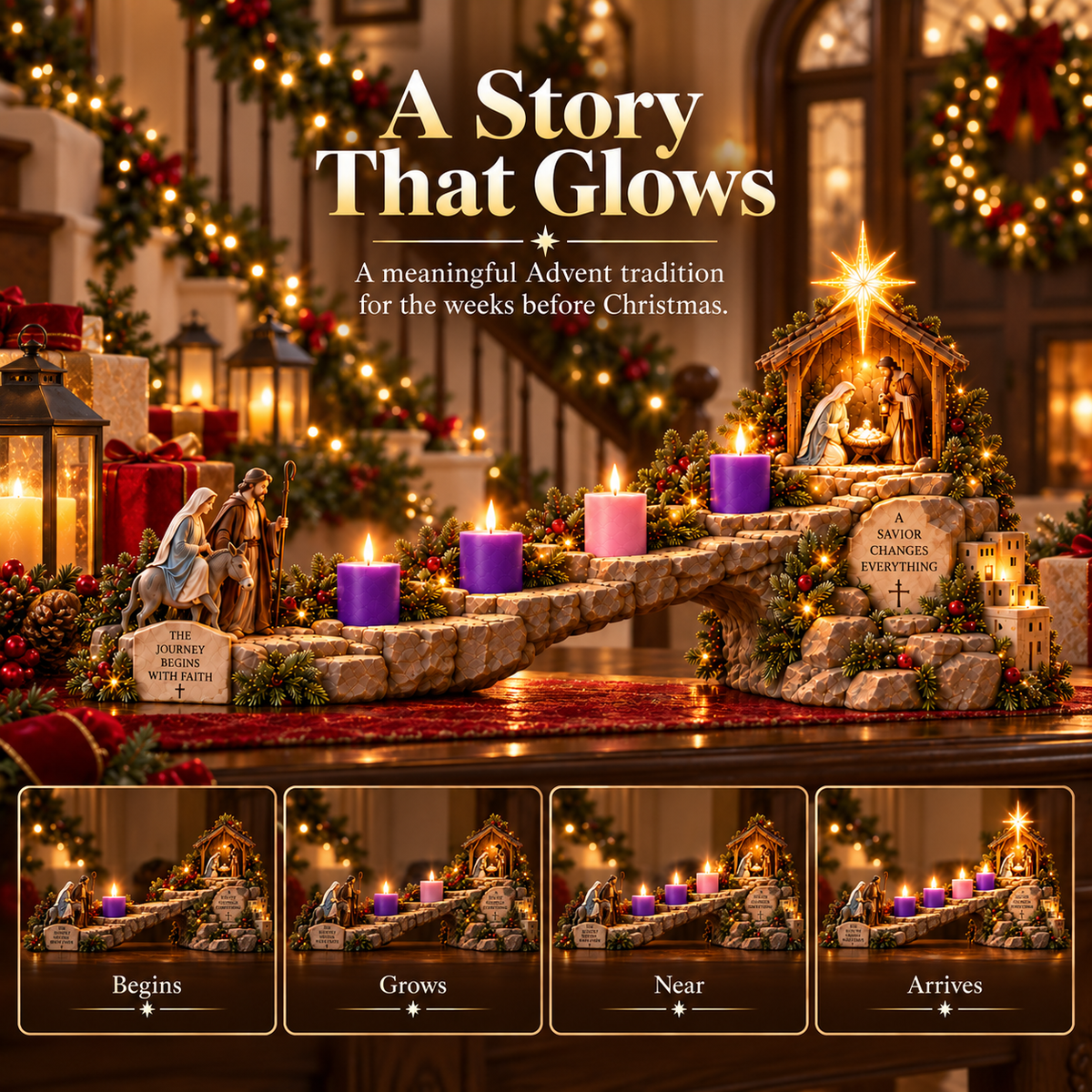 ✨✝️ Journey to Bethlehem – 4-Week Lighted Advent Nativity Path