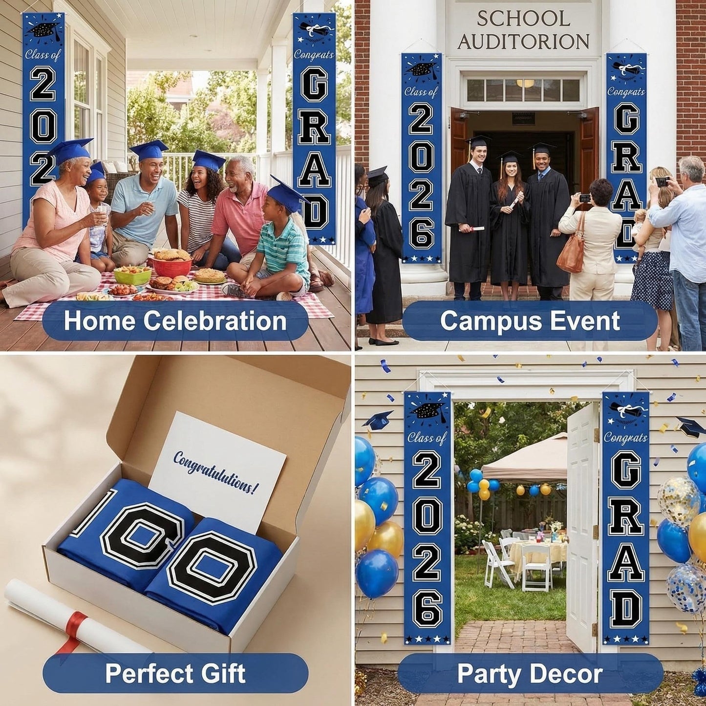 🚩 Personalized Welcome Door Banners: Class of 2026 Graduation Sign & Porch Decor (Set of 2)