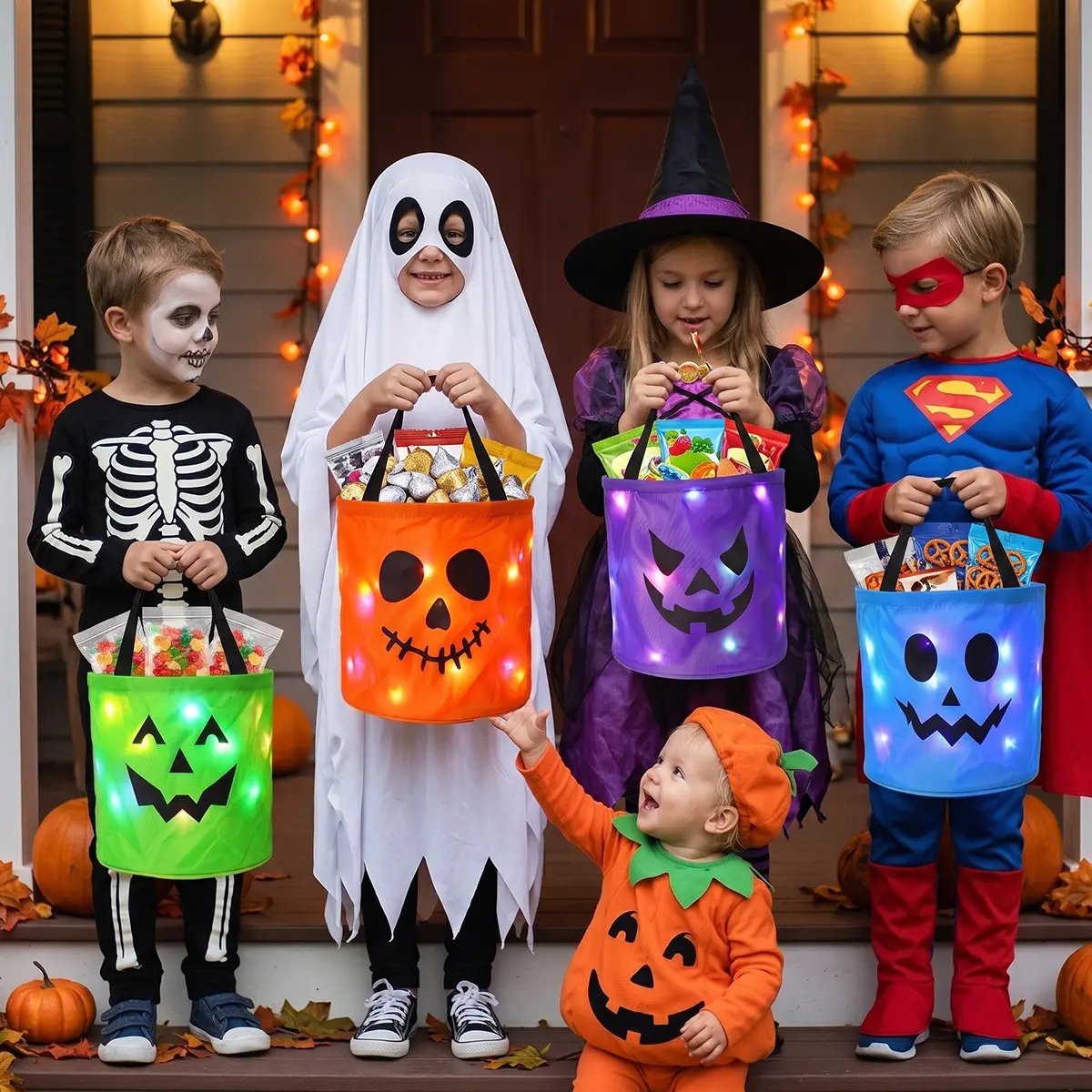 ✨Halloween Glowing Pumpkin Bags – LED Lights & Spacious Interior 🍬