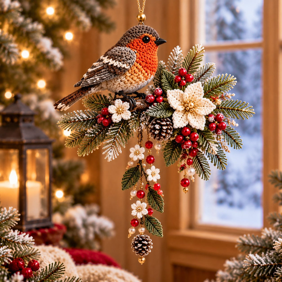 🎄❤️ Cardinal & Poinsettia DIY Ornament Kit