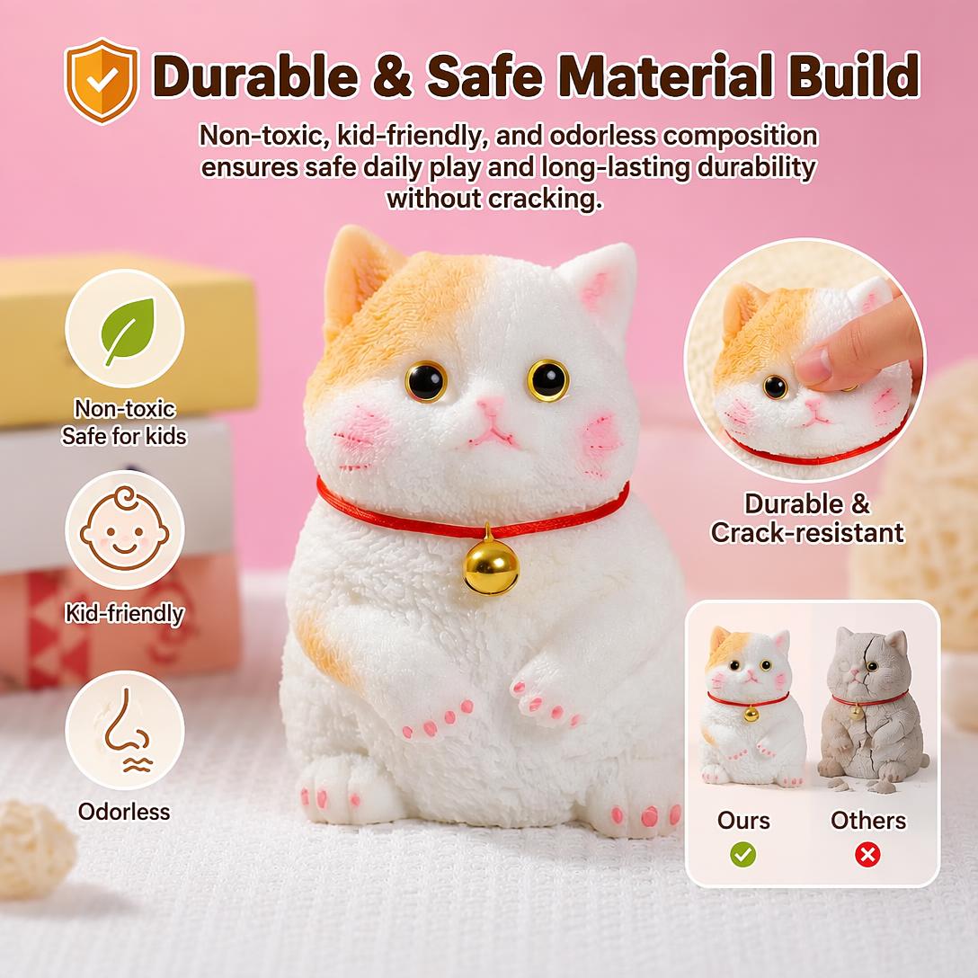 🎨🐾Soft and Cuddly Cat – Stress-Relief Squeezable Toy