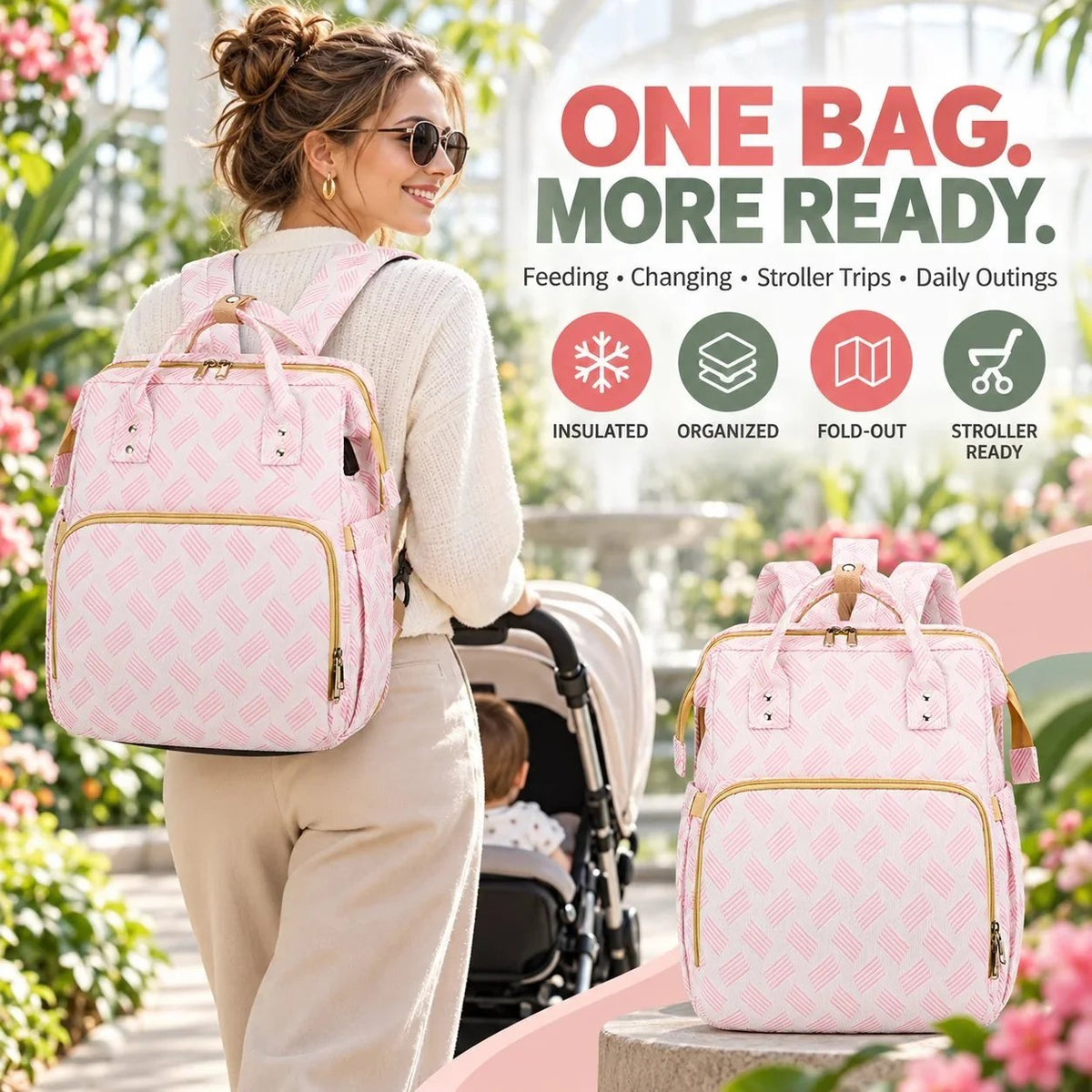 🍼3-in-1 Diaper Bag Backpack with Fold-Out Changing Station🍼