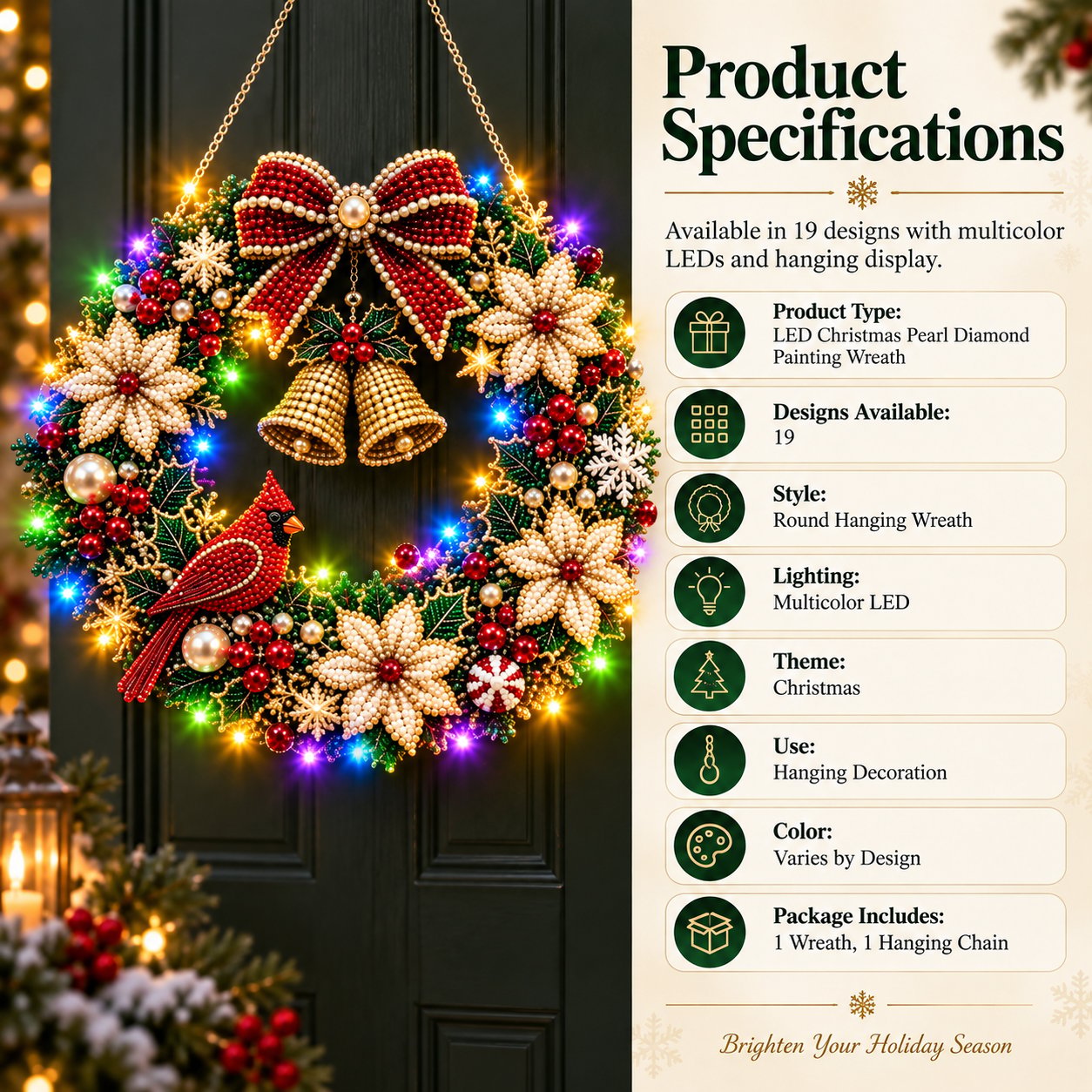 🎄💎 Sparkle & Glow Christmas Craft Art – LED Beaded Holiday Display Kit