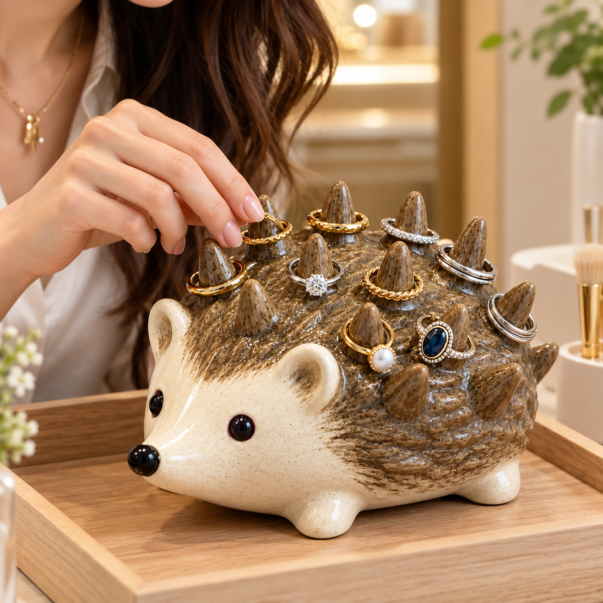 🎁 Save 55% Today! ✨ Cute Resin Hedgehog Ring & Trinket Holder