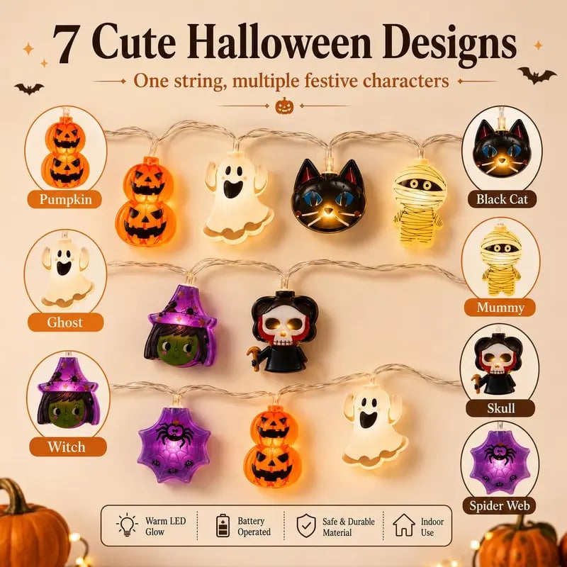 Halloween LED lanterns - Death God, Black Cat, Pumpkin Lantern String