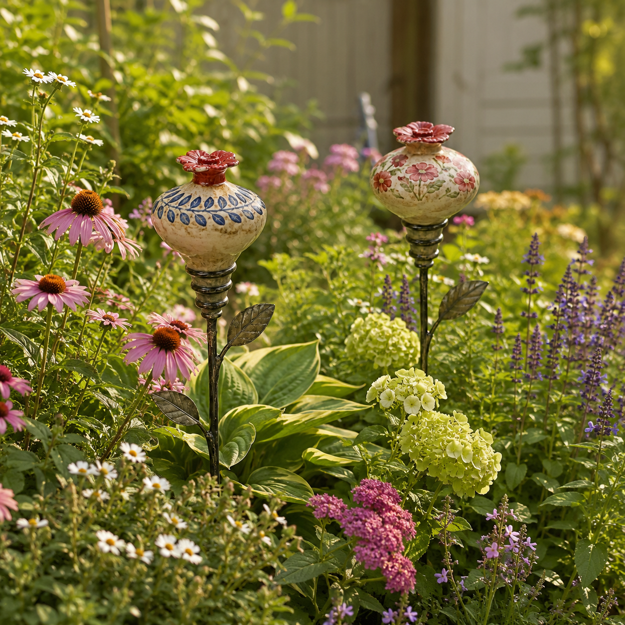 Vintage Hummingbird Feeder 🌺🐦 – Decorative Garden Pole