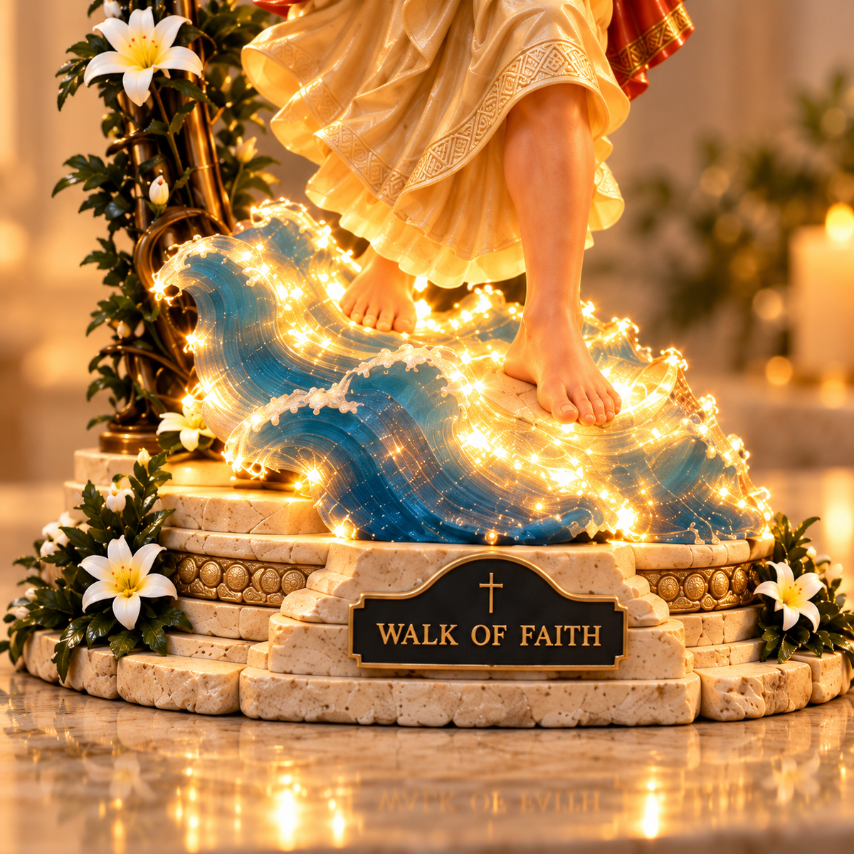 ✨Walk by Faith™ Illuminated Jesus Walking on Water Sculpture