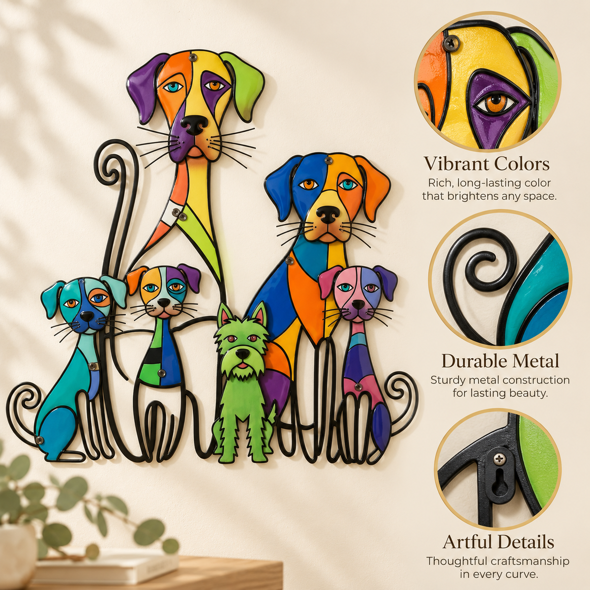 Colorful Dog Metal Wall Art