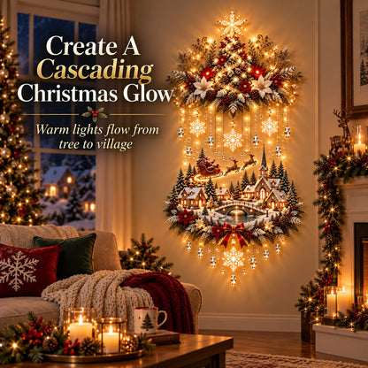 Illuminated Christmas Tree & Village Wall Hanging