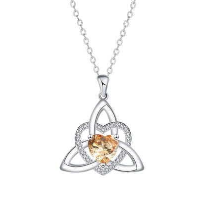 Birthstone Celtic Trinity Knot Heart Necklace✨ Heart Shape Celtic Trinity Knot Birthstone Pendant