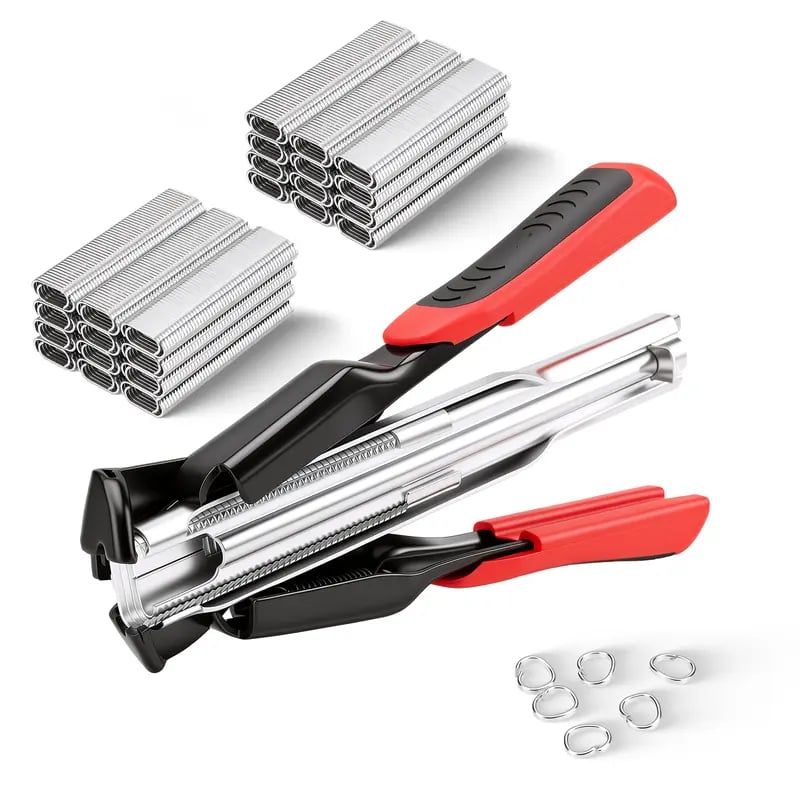🔩 3/4" C Clip Hog Ring Pliers Kit, Heavy‑Duty Cage Clamp for Fencing, Upholstery & Sausage Casings