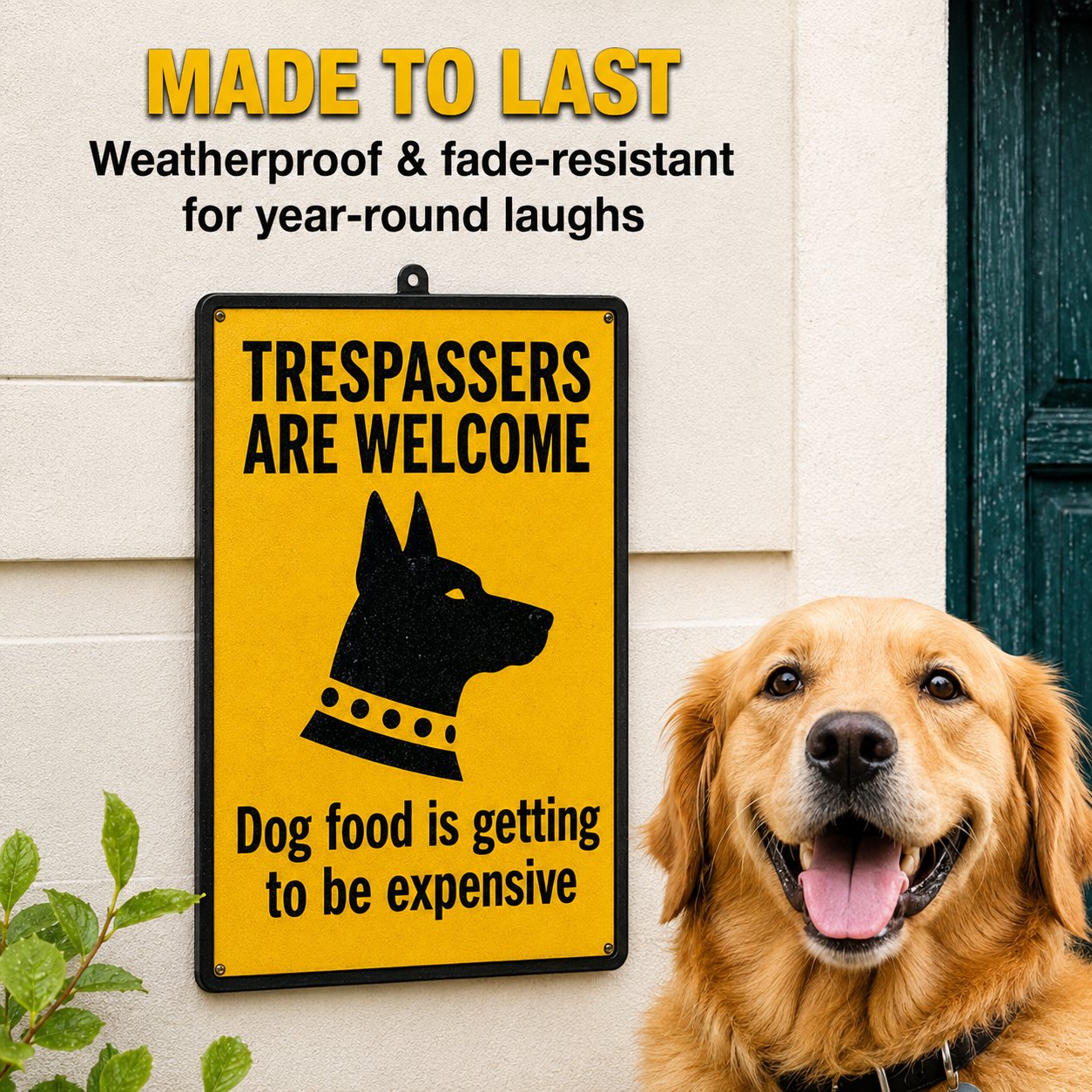 😂 Limited-Time Sale 49% OFF —  Funny Dog Warning Sign丨Trespassers Welcome 🐕