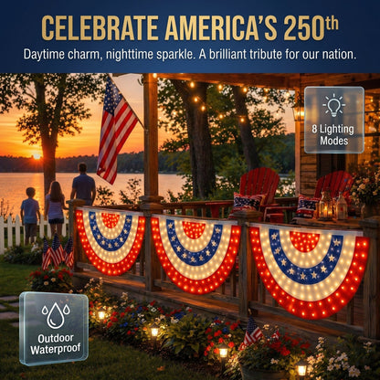 🏆🏆Flash Sale-49% OFF⚡ 50K+ SOLD! 3 x 6 Ft LED Patriotic Bunting Banner for America’s 250th