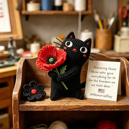 🔥HOT SALE 49% OFF🔥Unisex Memorial Day Poppy Cat Handcrafted Keepsake