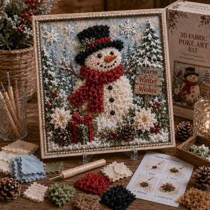 🔥 LAST DAY 50% OFF – 🎄🧵 Premium 3D Christmas Fabric Poke Art Kit | No-Sew Holiday Craft with Pre-Punched Board, Fabric Squares & Display Stand 🎅✨