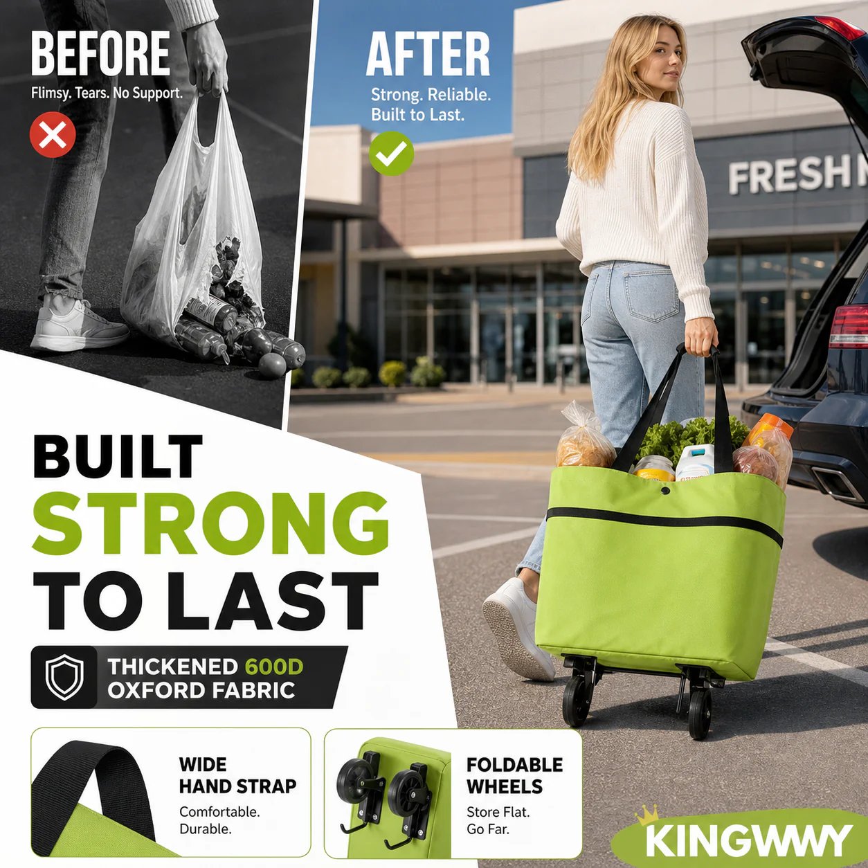 🥳💞 50K+ SALES! ⚡🛒 Shopping bag foldable green bag