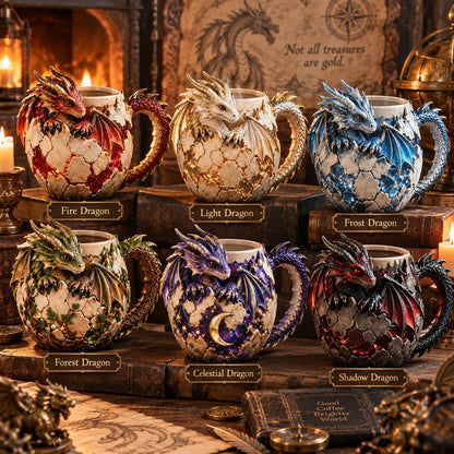 ⏳ Last Day 50% OFF – 🐉 Dragonbound RealmsTM Sculpted Dragon Mug Collection | 6 Fantasy Realm Designs with Raised 3D Dragon Details ☕