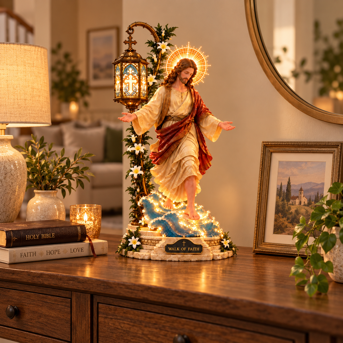 ✨Walk by Faith™ Illuminated Jesus Walking on Water Sculpture