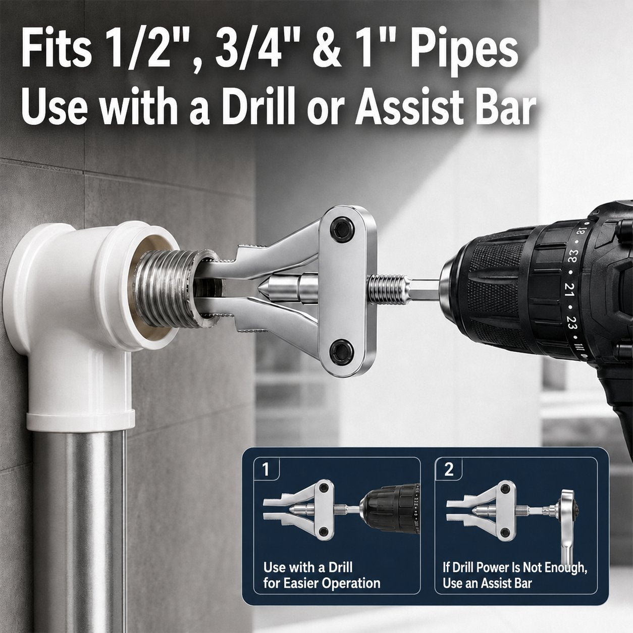 🔥LAST DAY 49% OFF - 🛠️ Broken Pipe Thread Extractor | Fast Drill-Powered Broken Fitting Removal Tool