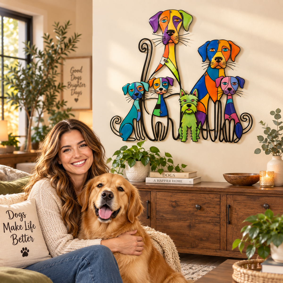 Colorful Dog Metal Wall Art