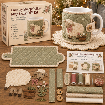 🐷 Farmhouse Friends Mug Cozy Sewing Kit