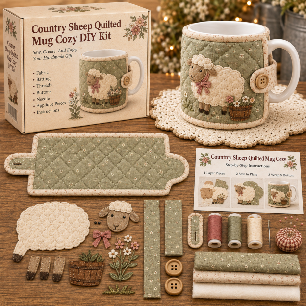 🐷 Farmhouse Friends Mug Cozy Sewing Kit