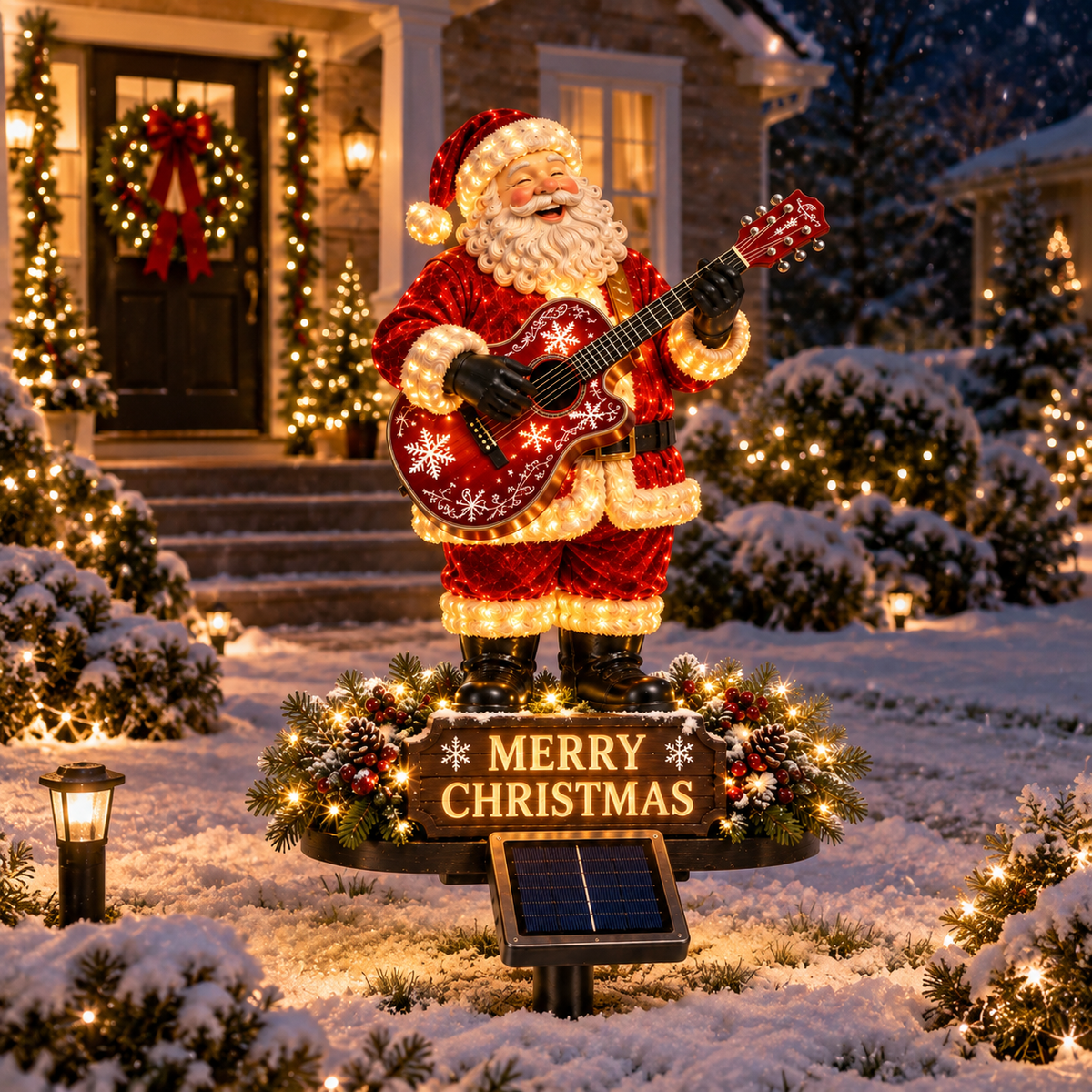 🔥49% Off Last Day Solar-Powered Light-Up Guitar Santa Christmas Yard Decoration