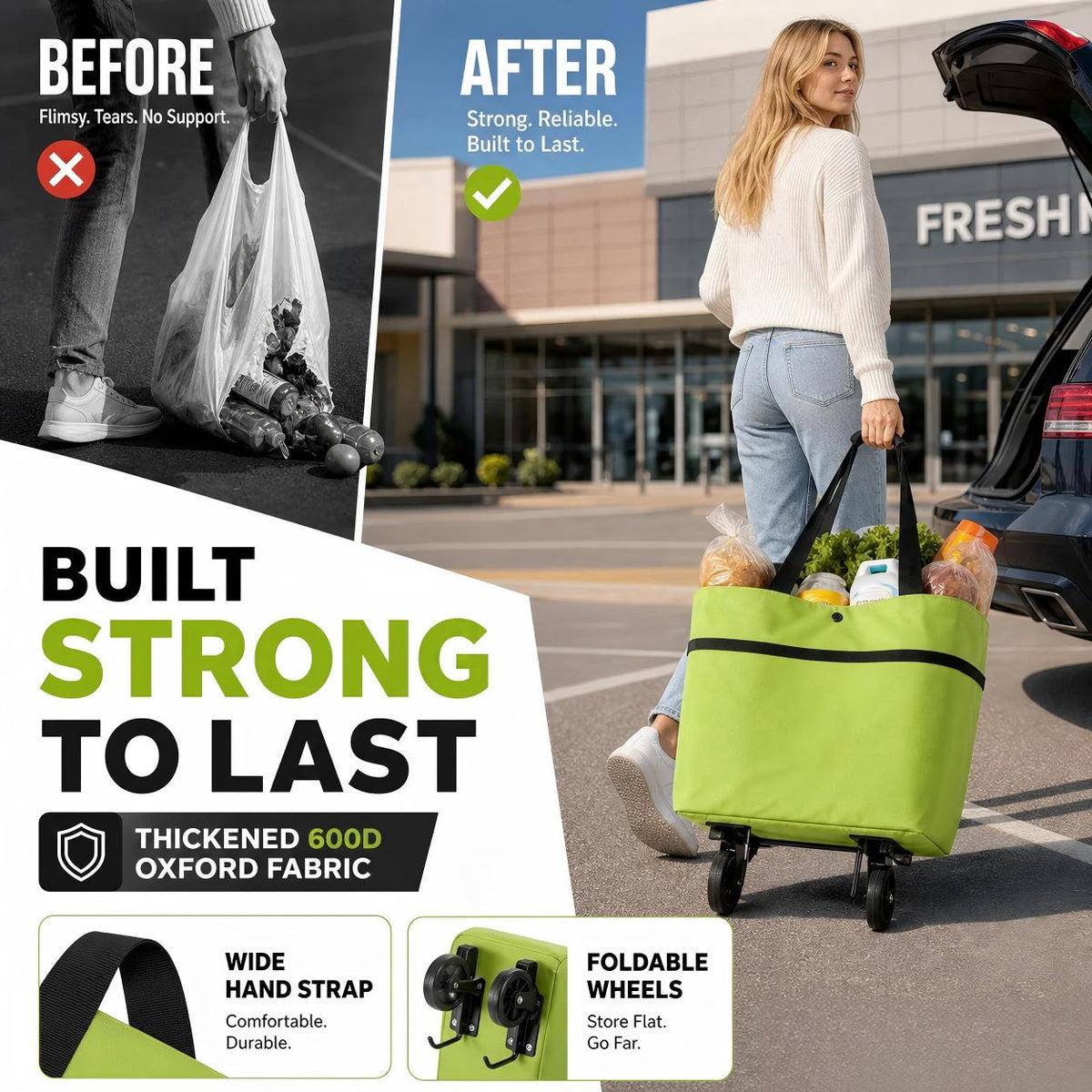 🏆Last Day Special Price ￡9.99!!💞Foldable 2-in-1 Shopping Bag