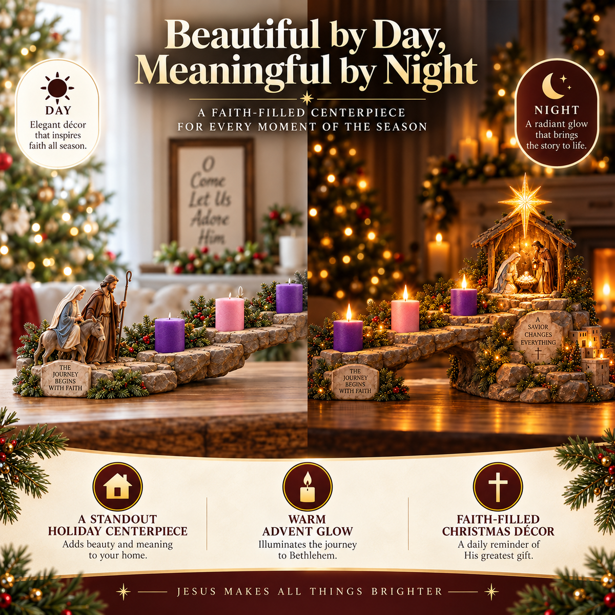 ✨✝️ Journey to Bethlehem – 4-Week Lighted Advent Nativity Path