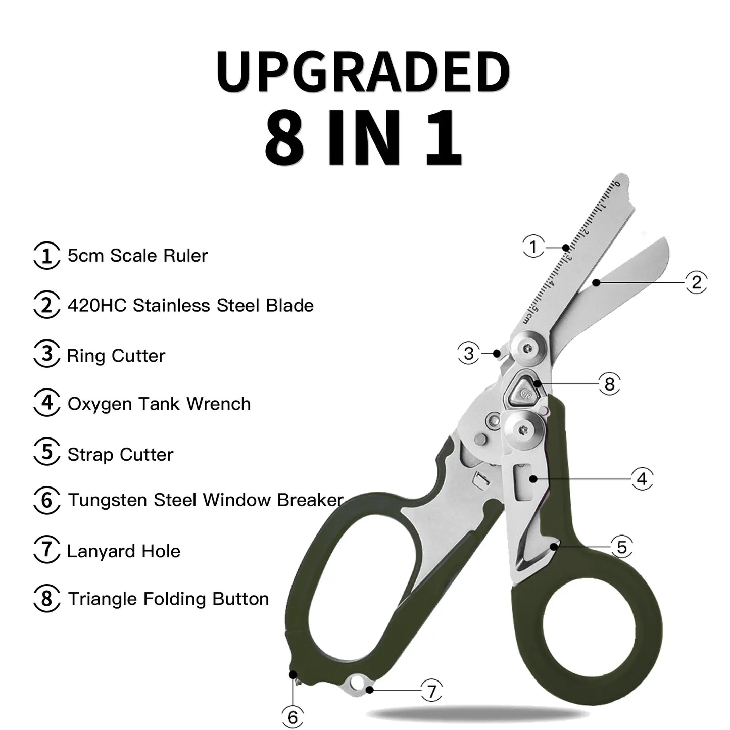 8-in-1 Tactical Folding Scissors