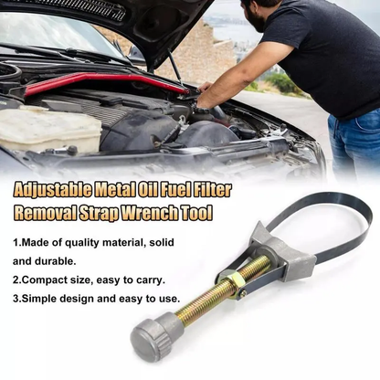 Remove Stuck Oil Filters Easily – Universal Adjustable Strap Wrench for Cars & Trucks
