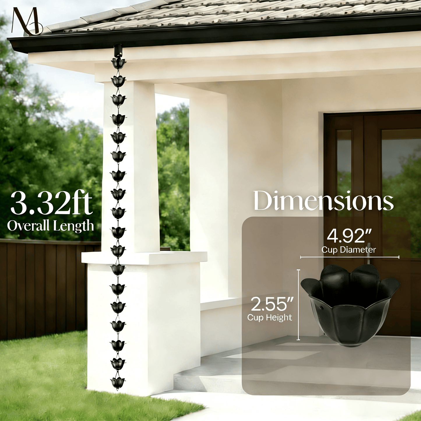 Free Shipping🔥Monarch Rain Chains Aluminum "Lotus" Series Rain Chain (for Gutters)