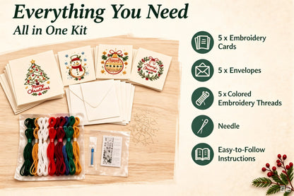 🔥LAST DAY 50% OFF - 🌲 🪡 Christmas Hand Embroidery Card DIY Kit | Stitch Your Way Into the Christmas Spirit ✨ 🎁